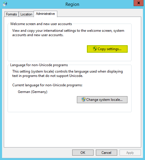 Sprachpakete installieren - Copy settings