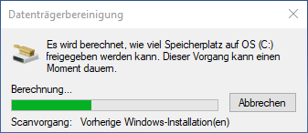 Datenträgerbereinigung in Windows 10 - System wird überprüft