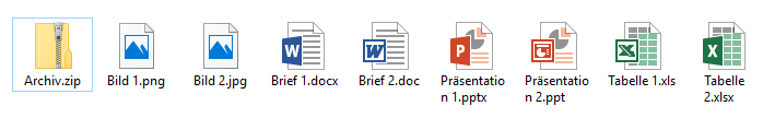 Dateien mit eingeblendeter Dateiendung