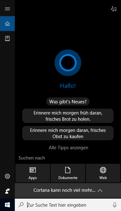 Cortana unter Windows 10