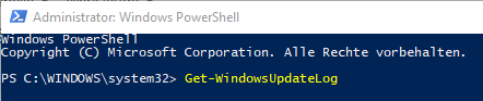 PowerShell-Befehl Get-WindowsUpdateLog