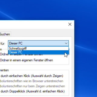 Windows 10: „Dieser PC“ statt den Schnellzugriff anzeigen